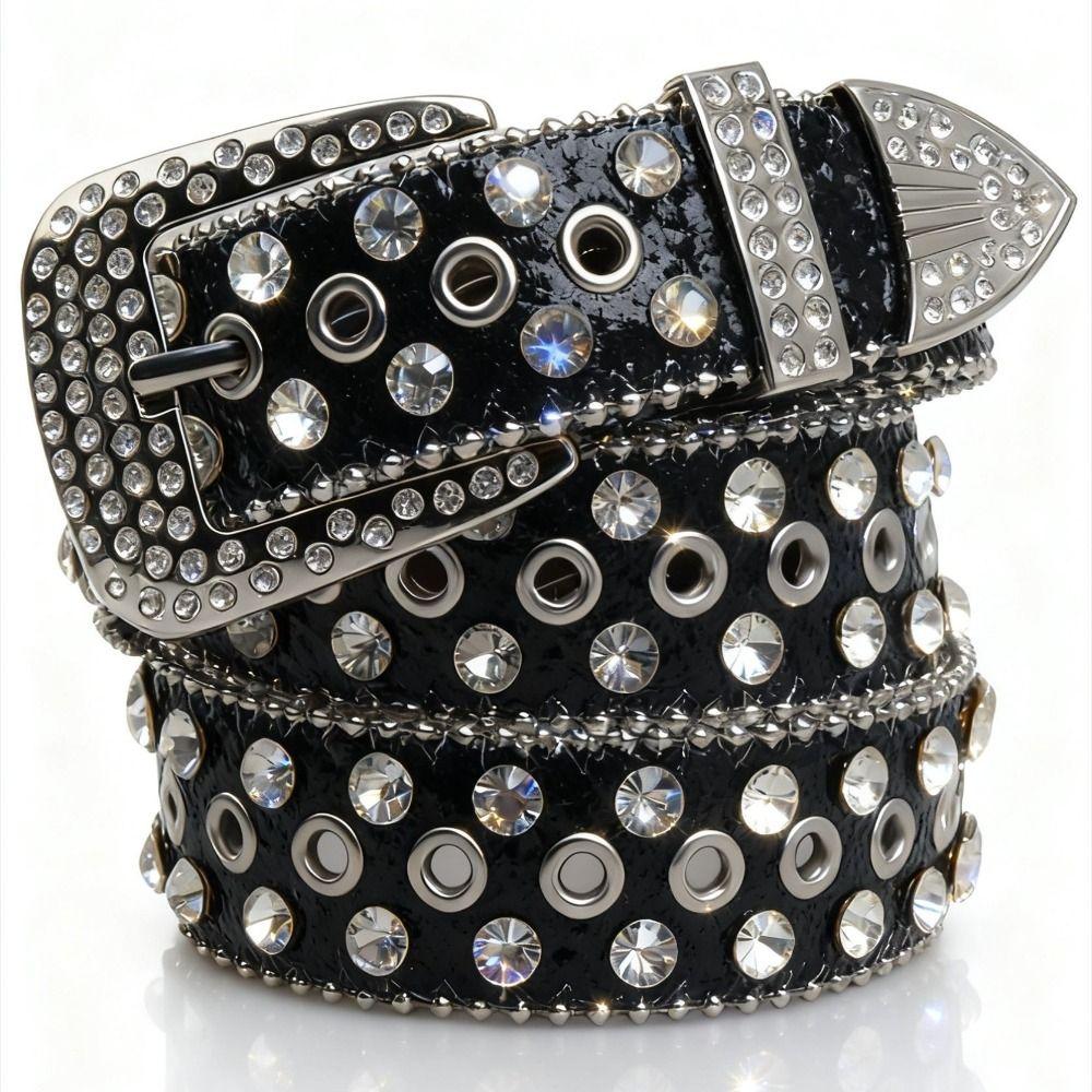 Ceinture à Rivets Spicy Girl Y2K Ceinture de Taille pour Femmes Punk Ceintures à Strass Hommes