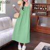 ZANZEA Women Summer Casual Round Neck Loose Sleeveless Dress