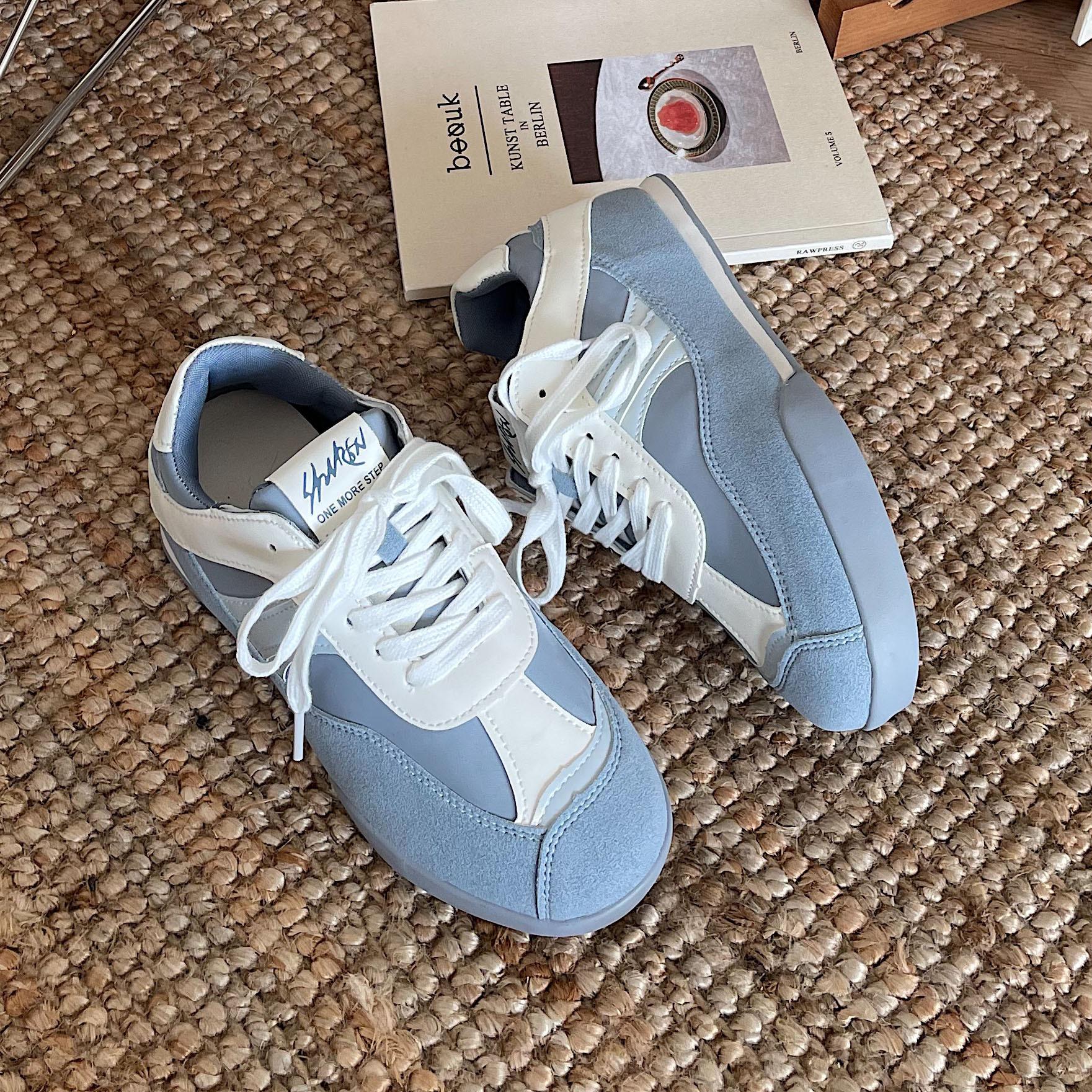 

Модные женские белые кроссовки Весенне-осенняя мода Перекрестная шнуровка Уличные Нескользящие Балетки Удобная Высота Увеличение Винтажная Повседневная Обувь 35 синий