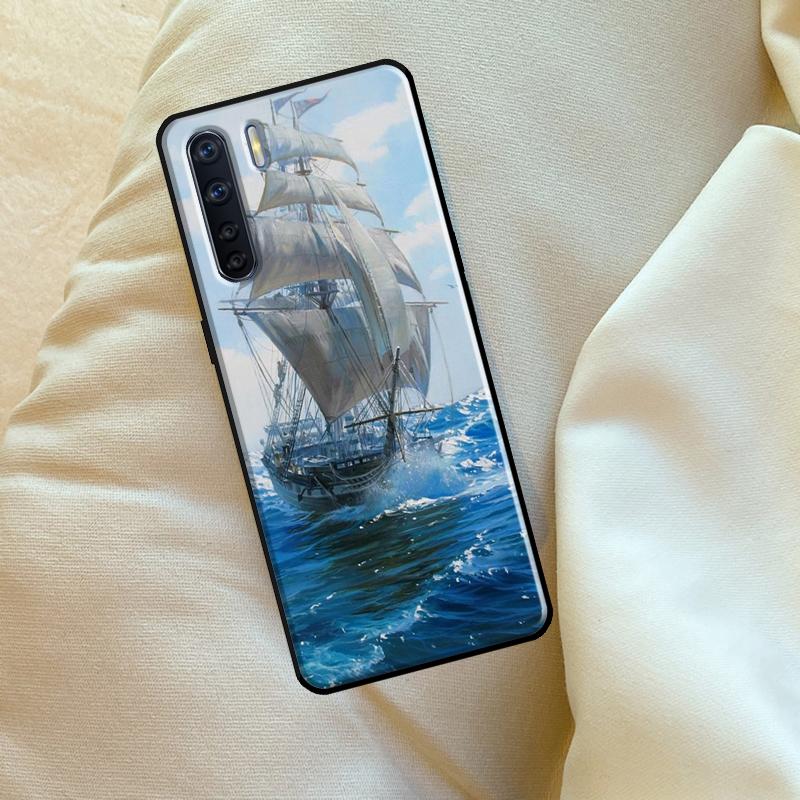 Sailing Pirate Ship Boat Case For Oppo A96 A76 A16 A18 A38 A58 A78 A98 A74 A94 A54 A80 A60 A40 A15 A17 A57 A5 A6 Pro