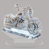 Faux Crystal Acrylic Motorcycle Ornament 2D Flat Clear Motorbike Table Sign with Base Home Office Desktop Bookshelf Decoration