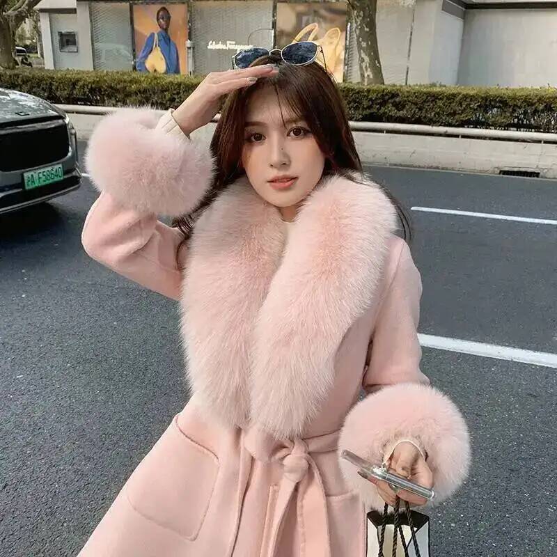 Natural Real Fox Fur Collar Cuff Set Winter Women Warm Scarf Genuine Fur Trimming For Parka Coat Hood Luxury Fluffy Decor Shawl