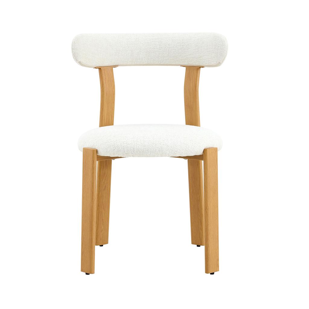 Set of 2, upholstered with breathable bouclé fabric in white, ergonomic backrest, legs with non-slip pads, 79 cm high, chair only (without table)