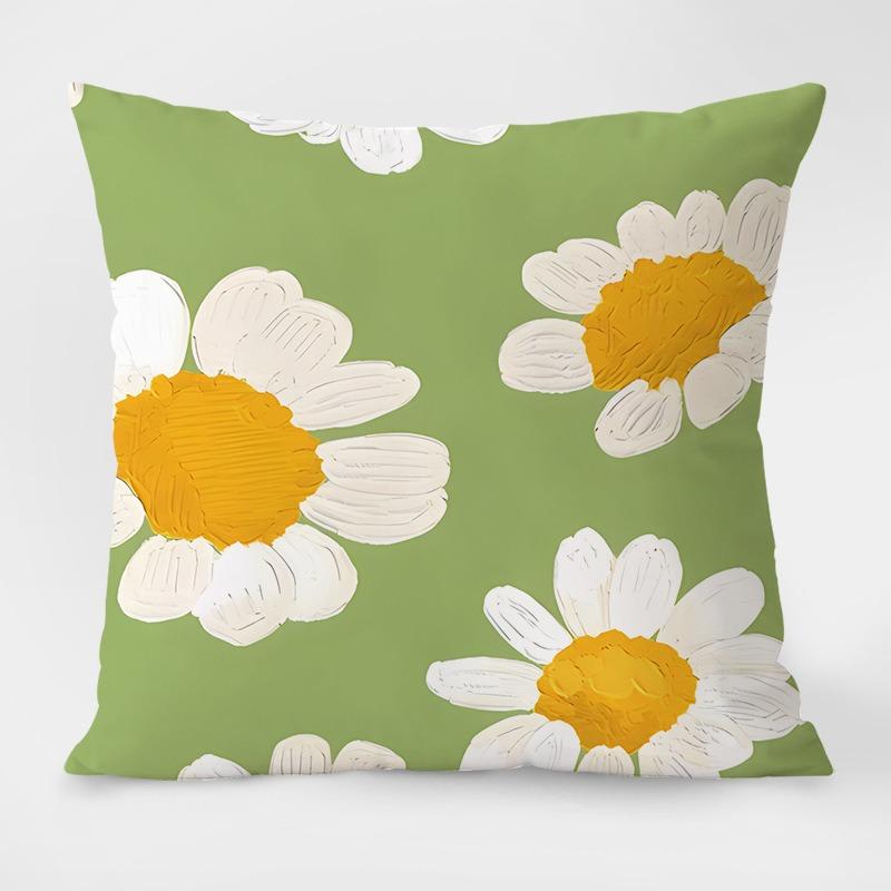 Simple Pastoral Flower Print Decorative Pillowcase Bedroom Living Room Square Cushion Pillowcase