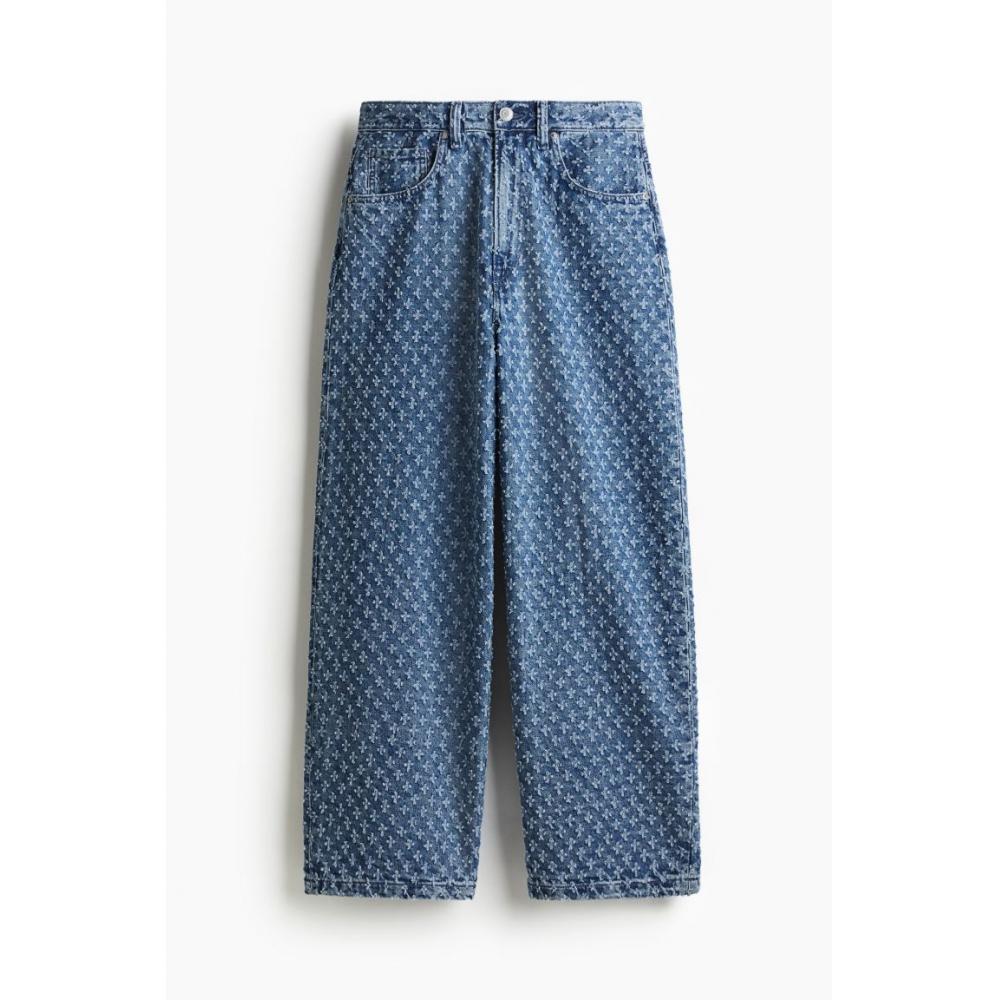 H M Super Baggy Jeans deniM Blue Pattern