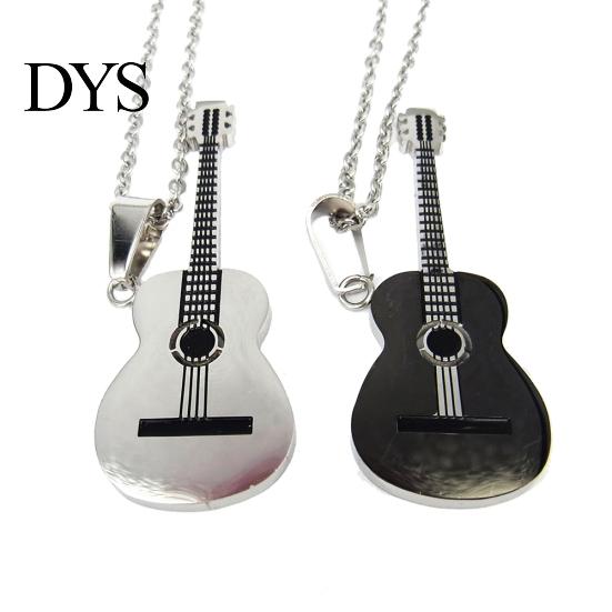 Men Women Rock Guitar Pendant Stainless Steel Necklace Jewelry Musician Gift