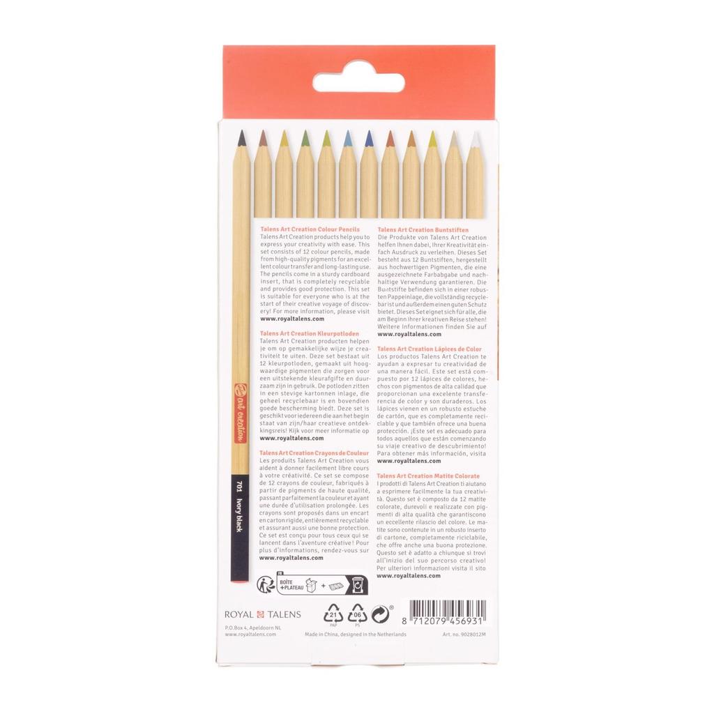 Talens Art Creation Colored Pencils 12-Color Set, Oil-Based Professional Drawing Pencils