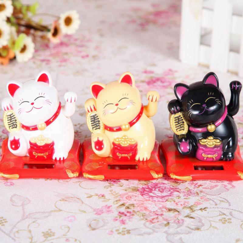 1/2/4 STÜCK Solarbetriebene Maneki Neko Winkende Arm Winkende Glückskatze Glückskatze Für Heim-, Büro- und Autodekoration