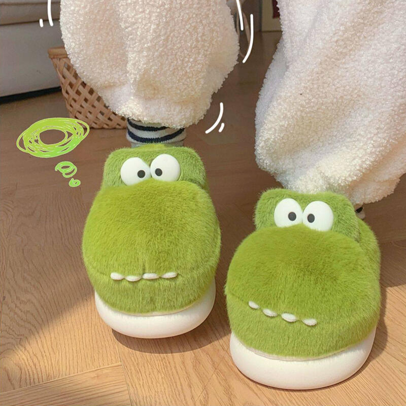

Lolongji crocodile winter fur shoes indoor slippers crocodile