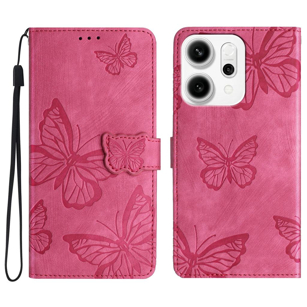 For Oppo Reno14 5G (Global) Case Butterfly Design Flip Wallet Leather Phone Cover Skin-Touch