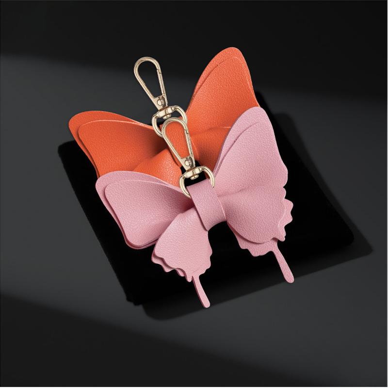 Butterfly Key Pendant Korean PU Leather Butterfly Bag Charm Luggage Accessories Car Keychain Charm