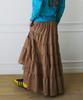 Green Butter Cancan Ruffle Long Skirt (Brown)