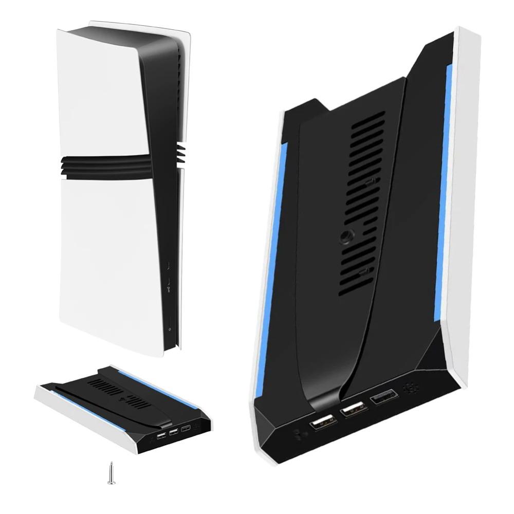 Für PS 5 Slim/PS 5 Pro RGB-Basisständer mit 3 USB 2.0-Anschlüssen, vertikaler Halter, 8 Lichtmodi für Sony Playstation 5 Spielzubehör
