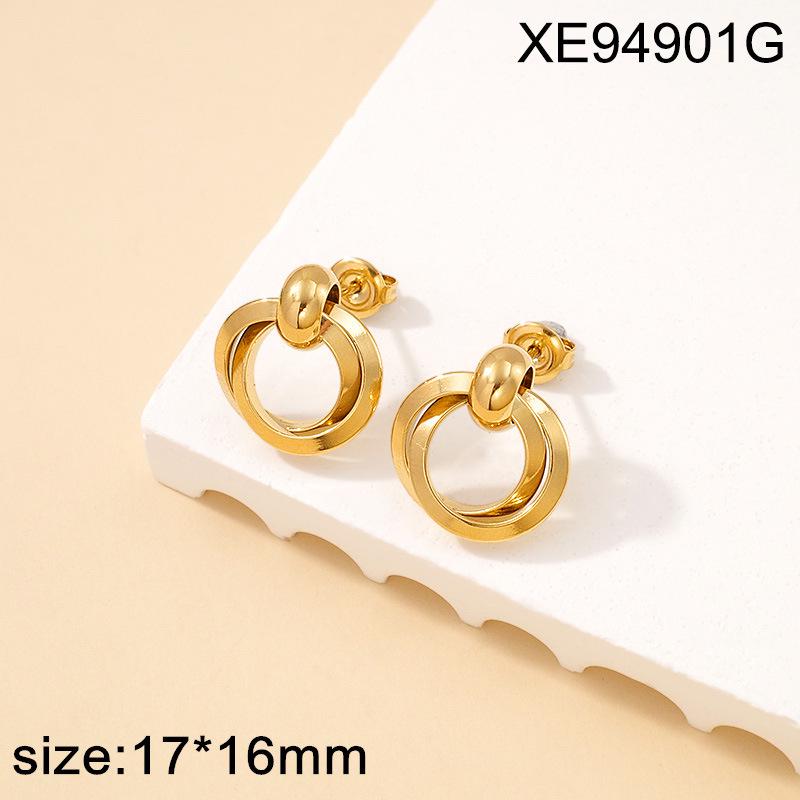 2025 Chic Geometric Titanium Steel Gold-Plated Hoop Earrings for Women - Versatile and Trendy