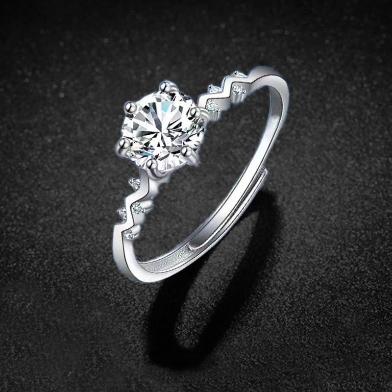Best-Selling Zirconia Imitation Moissanite Six-Prong 1 Carat Adjustable Wedding Ring for Women