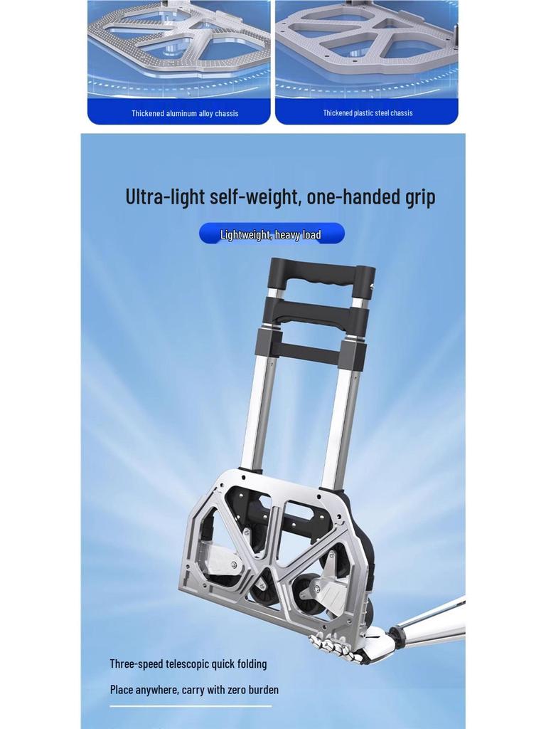 Lightweight Portable Folding Cart for Groceries, Goods, and Luggage with Stair-Climbing Wheels