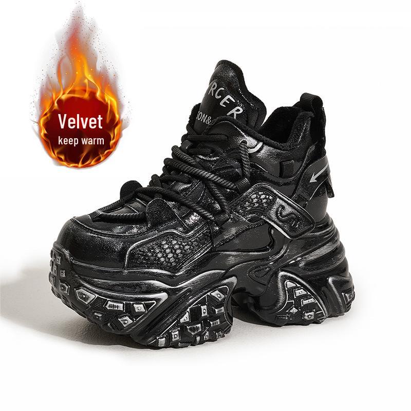 

2024 Женские кроссовки на толстой подошве с высоким верхом в стиле папиных: Трендовые, Цветные, Увеличивающие рост, Плюс бархат для зимнего тепла Size 39