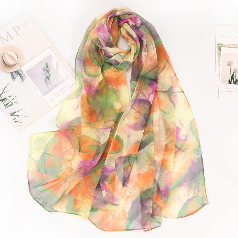 

1PC Floral Printed Fashion Long Shawl Beach Chiffon Bohemian Scarf Elegant Beach Cover-Up Spring Autumn Lightweight Women 160x50cm