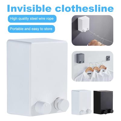 Clothesline Indoor/Outdoor Wall Hanger Retractable Slide Rail Clothes Drying Artifact ABS+Stainless Steel Rope Easy To Install
