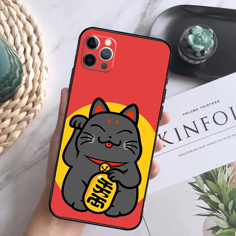 Lucky Cat Maneki Neko Japanese Case For iPhone 11 12 13 Pro Max X XR XS Max 7 8 Plus SE 2020 12 13 Mini Phone Back Cover