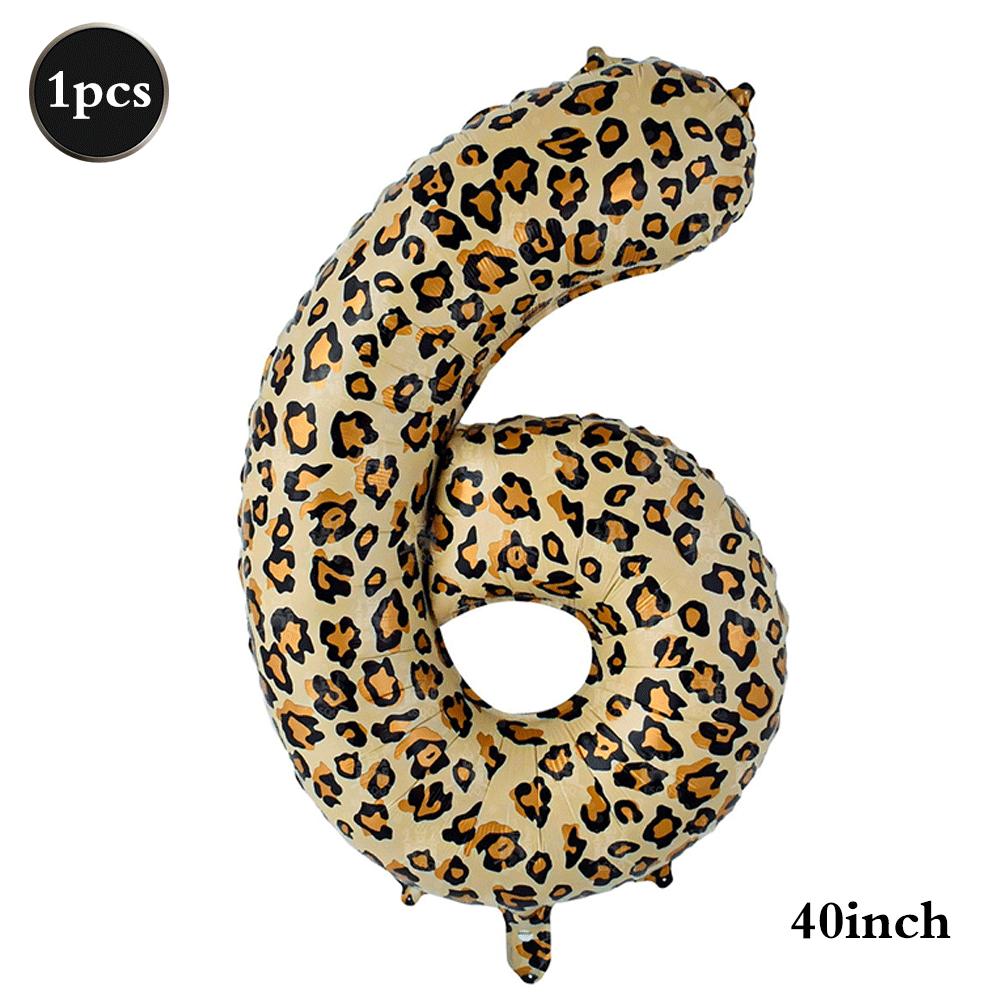 Leopard Print Number Foil Balloons 0-9 Jungle Safari Animal Theme Kids Birthday Party Decorations Baby Shower Helium Toys Globos