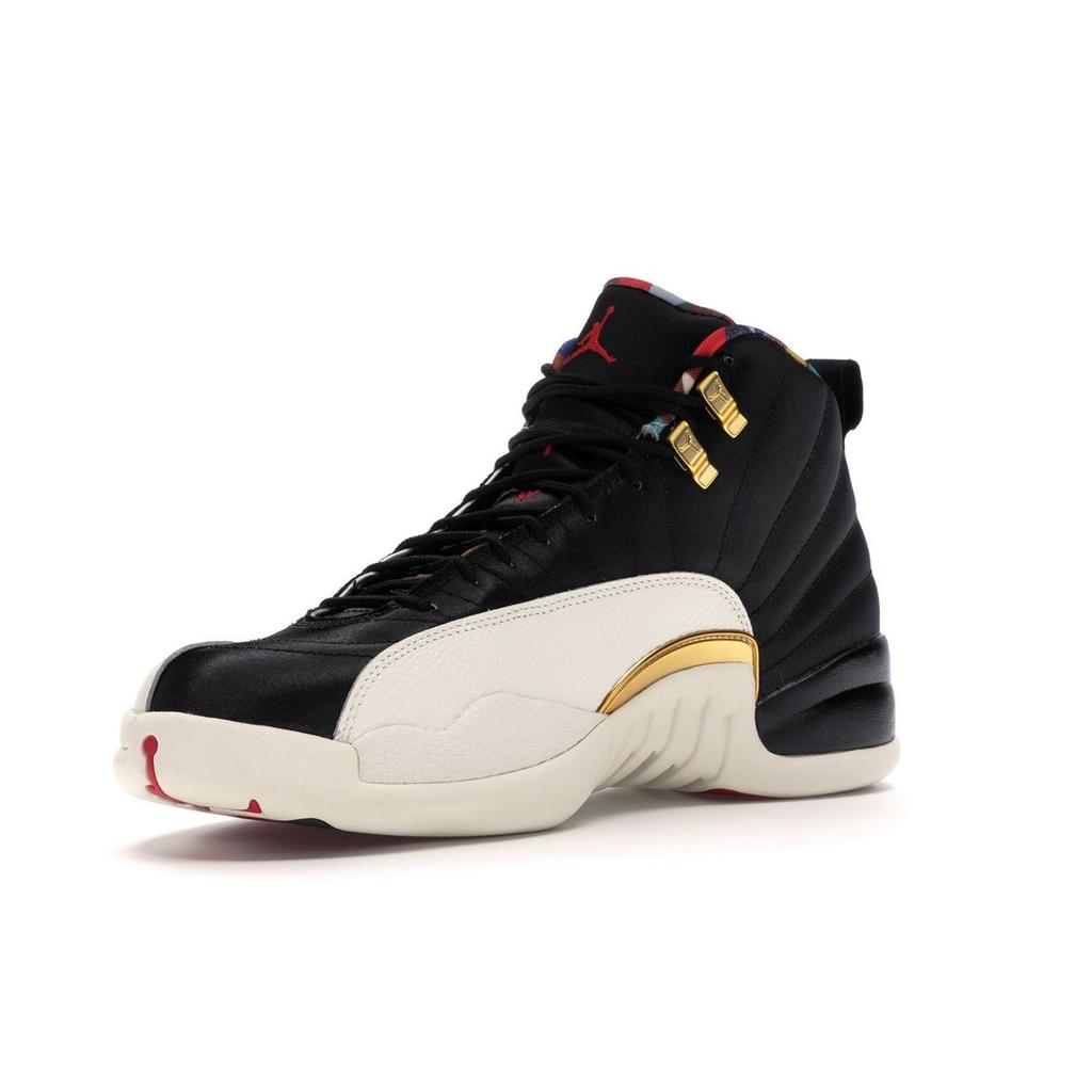 Air Jordan 12 Retro Chinese New Year 2019 Men Sneakers Black Sail-Metallic-Gold-True-Red CI2977-006