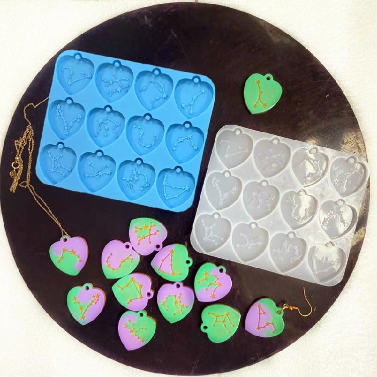 2 Pcs Love Square Silicone Molds Diy Crafts Earrings Pendant Tag Keychain Making