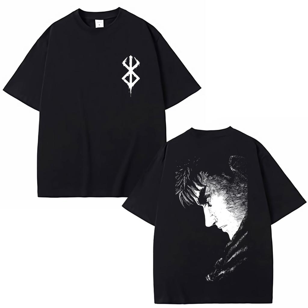 Japan Anime Berserk T Shirt Swordsman Gatsu Vintage Harajuku Manga Short Sleeve Oversized Cotto