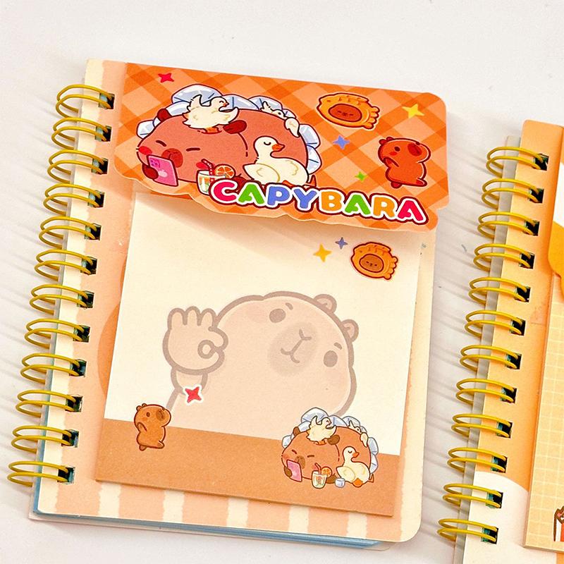 

Мультяшная капибара A7 блокнот на спирали Милый блокнот с липкими заметками Мини карманная книжка Дневник Скетчбук Офисные принадлежности Студенческие канцелярские товары 1pc