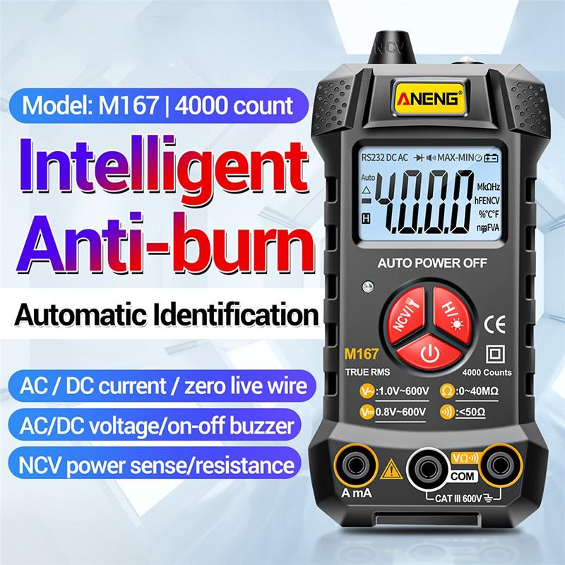 M167 Digital Mini Multimeter Tester Auto Multimetro True Rms Tranistor Meter With NCV Data Hold 4000counts NCV Flashlight