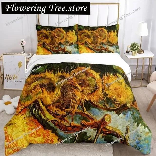 Van Gogh Art Cute Kawaii Duvet Cover Comforter Bedding set Soft Quilt Cover and Pillowcases for Teens SingleDoubleQueenKing