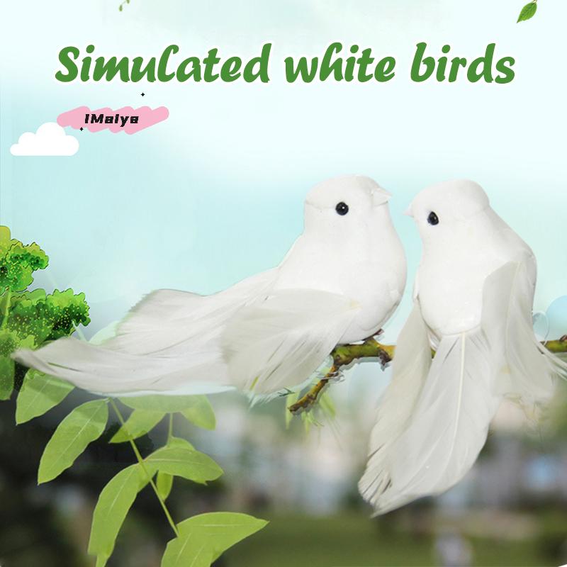 M-1PCS Artificial Birds Simulated little bird, white bird, feathered bird, little white dove Decoration