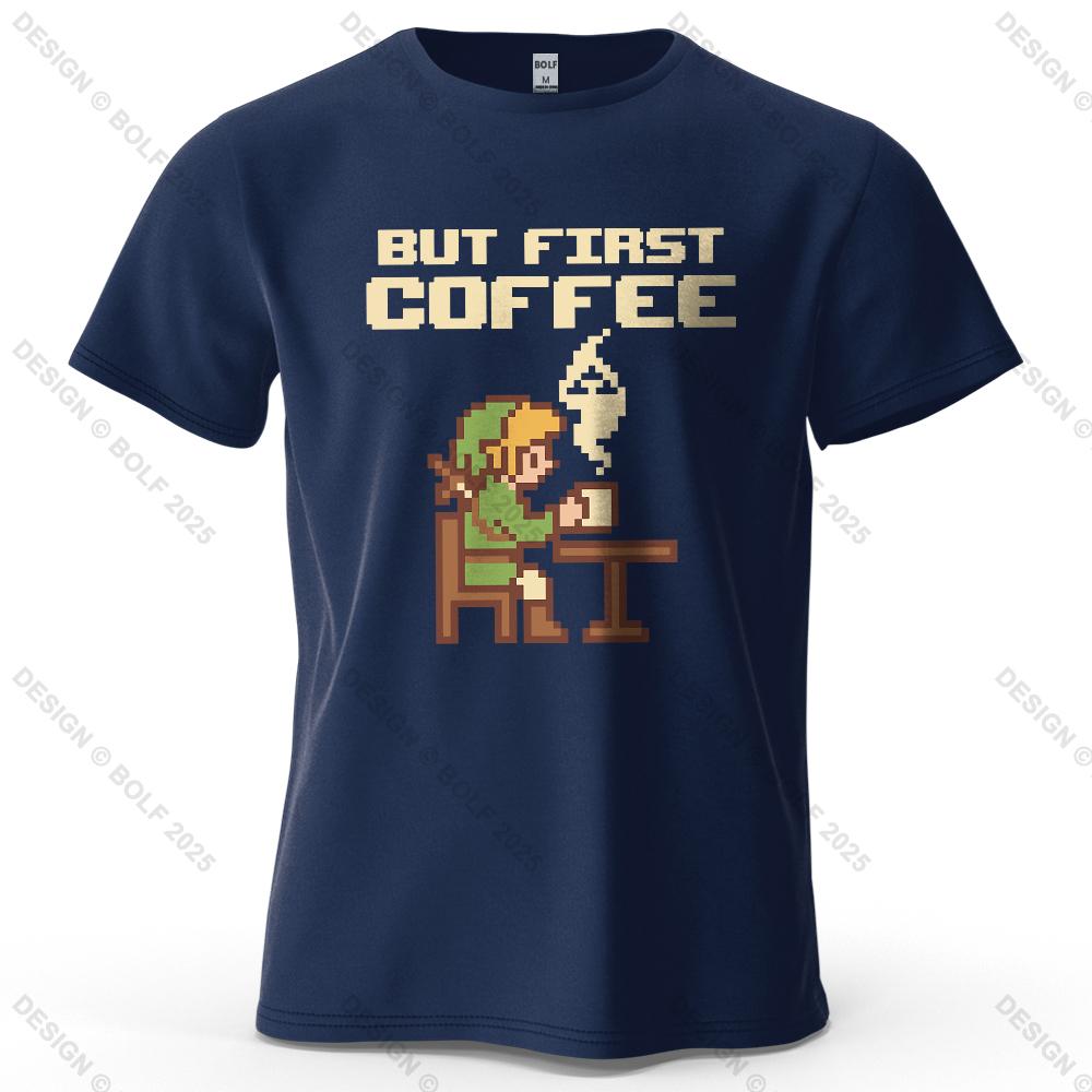 BUT FIRST COFFEE Cozy Printed Men's T-Shirt Oversized Playful Graphic Tees for Women Tops Tees Casual Streetwear