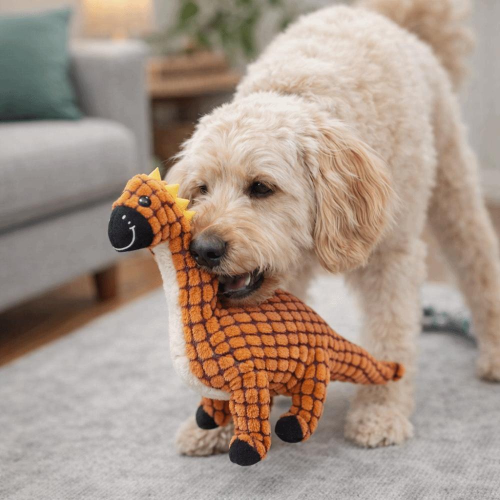 Dog Vocal Toy Bite-Resistant Dog Chew Toys Plush Dinosaur Shape Squeak Toys Simulation Animal Puppy Molar Toy Training Supplies