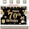 2D Black Gold 70th Birthday Backdrop for Men & Women Party Photoshoot