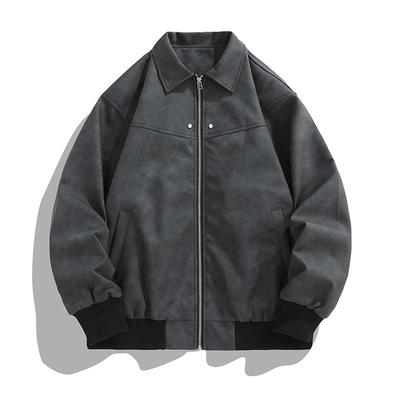 Men's American Retro Turn-Down Collar Leather Jacket - Autumn/Winter Loose Fit Trendy Outerwear
