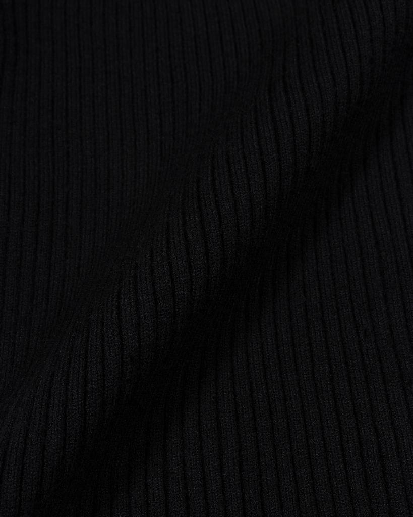 Moa Ribbed Mock Neck Zip-Up (Black)