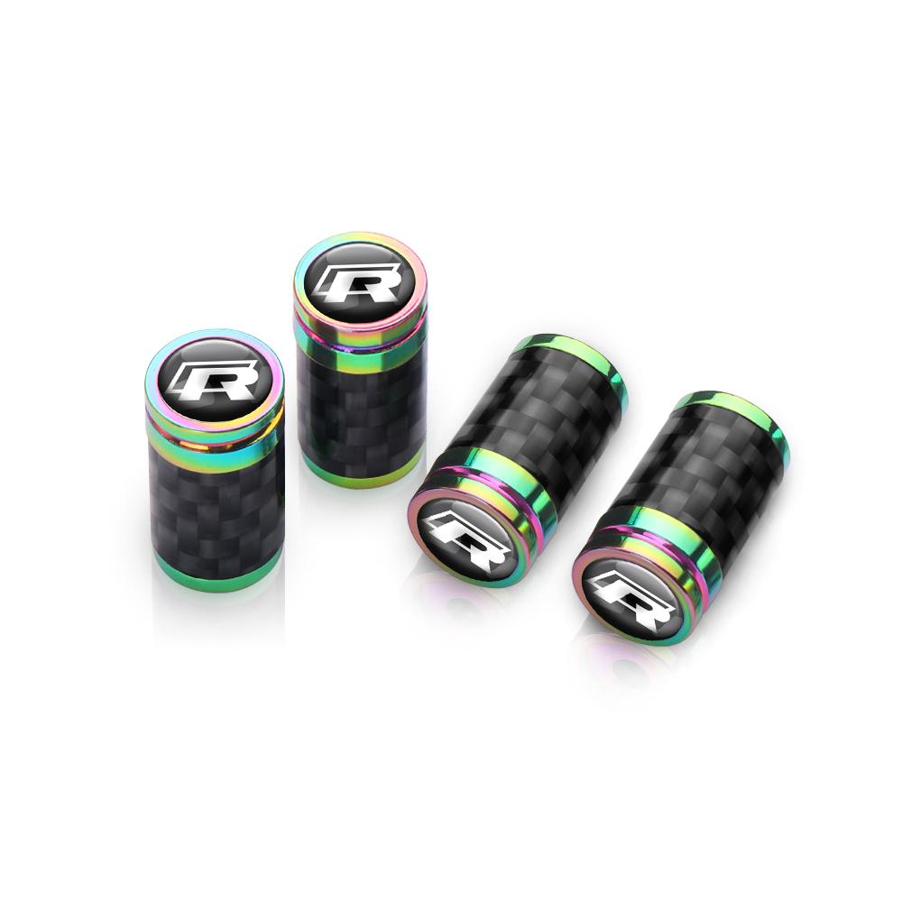 EFG1 For VW GTI Golf Passat MK6 Touareg Bora GTD Tiguan MK4 Polo 4Pcs Carbon Fiber Car Wheel Tire Valve Stem Air Cap Auto Decoration