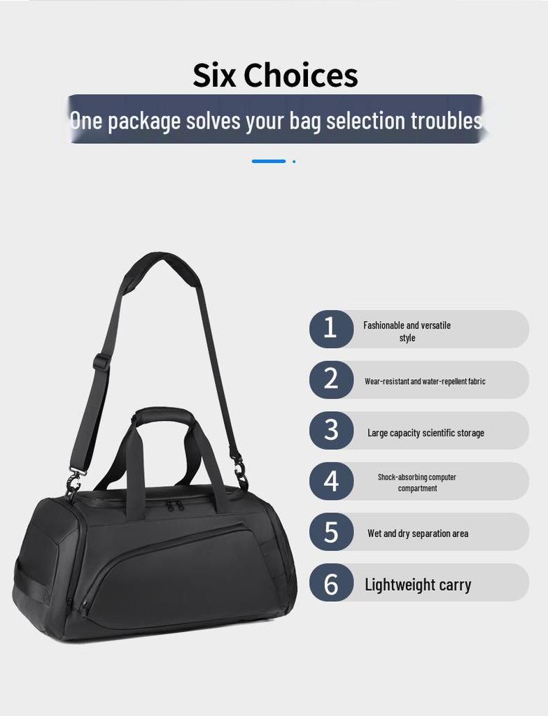 Unisex Travel and Gym Bag with Shoe Compartment, Wet/Dry Separation, Large Capacity for Short Trips and Sports.