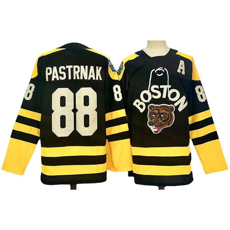 Mens Retro Embroidered Ice Hockey Jersey Team Bear 63 Training Uniform Adult Players