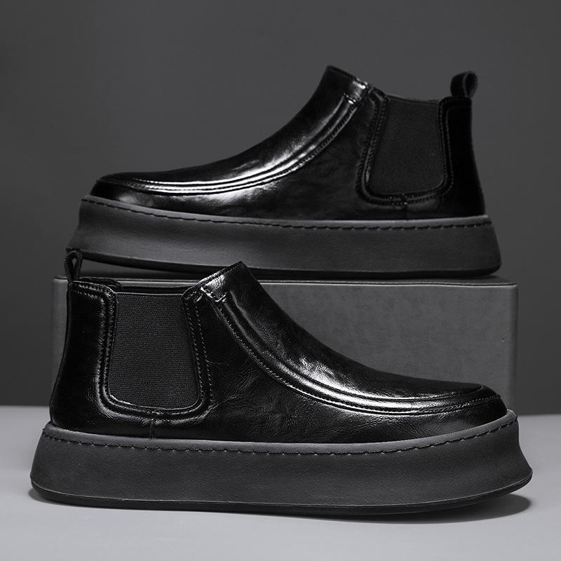 One-pedal boots men's shoes winter new leather surface casual breathable retro high-top thick-soled versatile men's boots