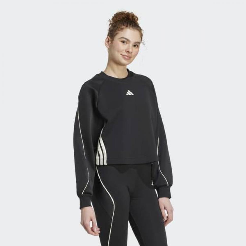 

AdidaS Women S looSe Layer Sweat 3 Stripe Crewneck Sweater Jl6... AXS