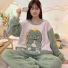 Thickened Warm Sleepwear for Winter Flannel Women Nightwear Homewear Ladies Cartoon Pajamas Loungewear Two-Piece Suit