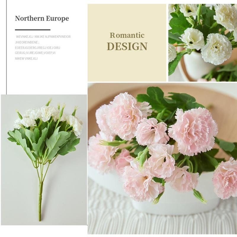 Centrotavola di Fiori Artificiali a 10 Teste Fiori Primaverili Finti in Seta per la Festa della Mamma Matrimonio Bouquet di Garofani Decorazione da Tavolo