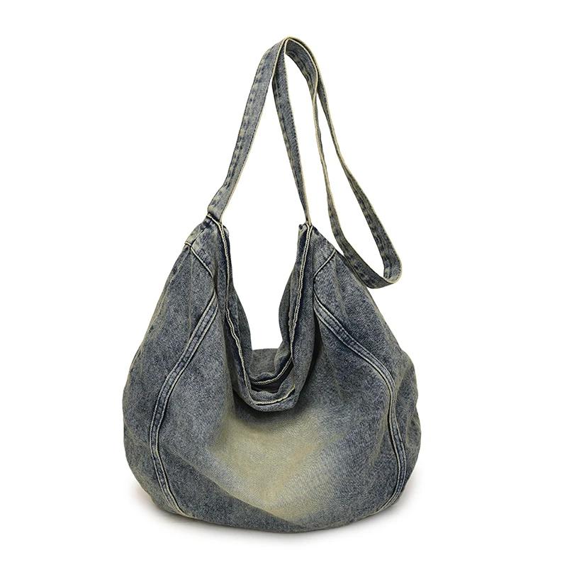 

Simple Denim Large Capacity Casual Versatile Youth Shoulder Bags 2026 Fashi Single Zipper Classic Style Commute Bags for Women