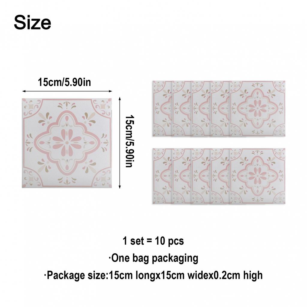 Pink Pattern Stickers Waterproof Tile Stickers Waterproof And Oil-proof