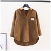 Smiling Pocket Shirt, Women's Long-sleeved Loose Casual Shirt, Women's Autumn and Winter Versatile Brushed Cardigan Top