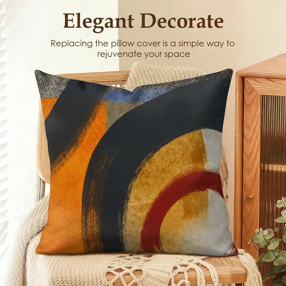 Abstract Arc Pattern Cushion Cover Natural Linen Organic Fabric DoubleSided Printing Sofa Home Decor Gift Pillow Case