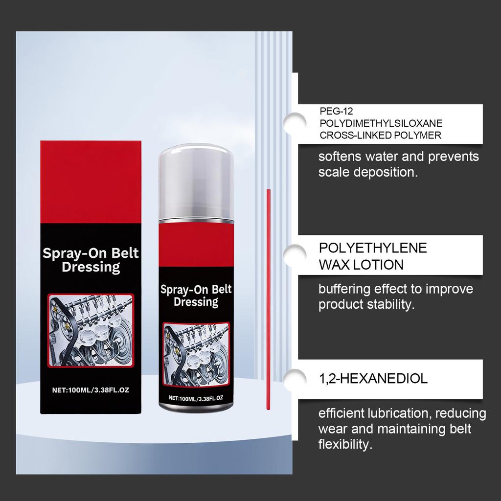 Car engine belt lubricant, cleaning, lubrication, maintenance, and prevention for car engine rubber, 100ml