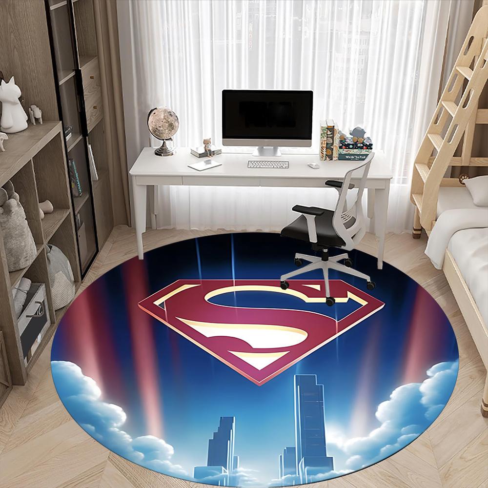1pc Superhero Skyline Office Round Area Rug, Under Office Chairs Bedroom Living Room Home Decor, Room Deco, Available in Various Sizes